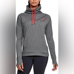 Under Armour Women’s Gray Pullover Hoodie with Red Drawcords